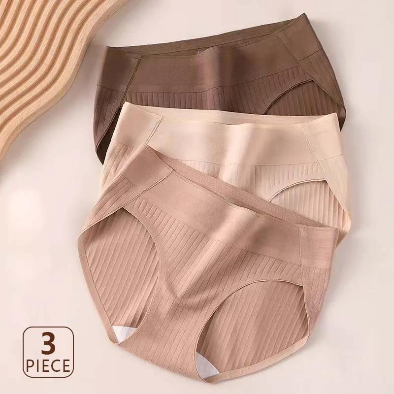 FallSweet 3PCS/set Women's Seamless Panties Fashion Underwear Cotton Breathable Briefs Female Plus Size Sexy Lingerie Underpants