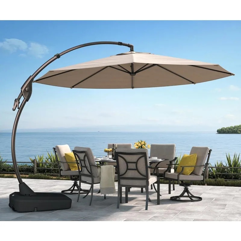 Grand patio 11FT Cantilever Umbrella with Base Outdoor Large Round Aluminum Offset Umbrella for Patio Garden Backyard