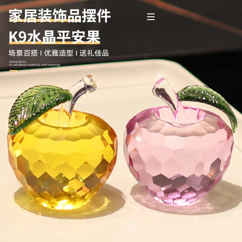 

Crystal Apple Figurine Entrance Hall Living Room TV Cabinet Decoration Home Decor Item Christmas Eve Gifts Décoration Chambre
