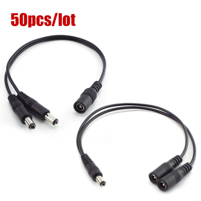 

5.5mm 2.1mm 1 Female to 2 male way Male 2 female DC Power Splitter connector Plug adapter Cable for LED strip wholesale