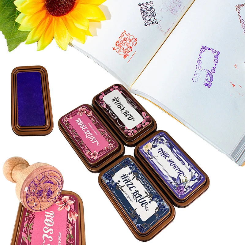 

8-цветные чернильные подушечки для рукоделия на масляной основе, железная коробка, хорошая герметизация, яркие цвета для украшения офисного справочника финансового контракта