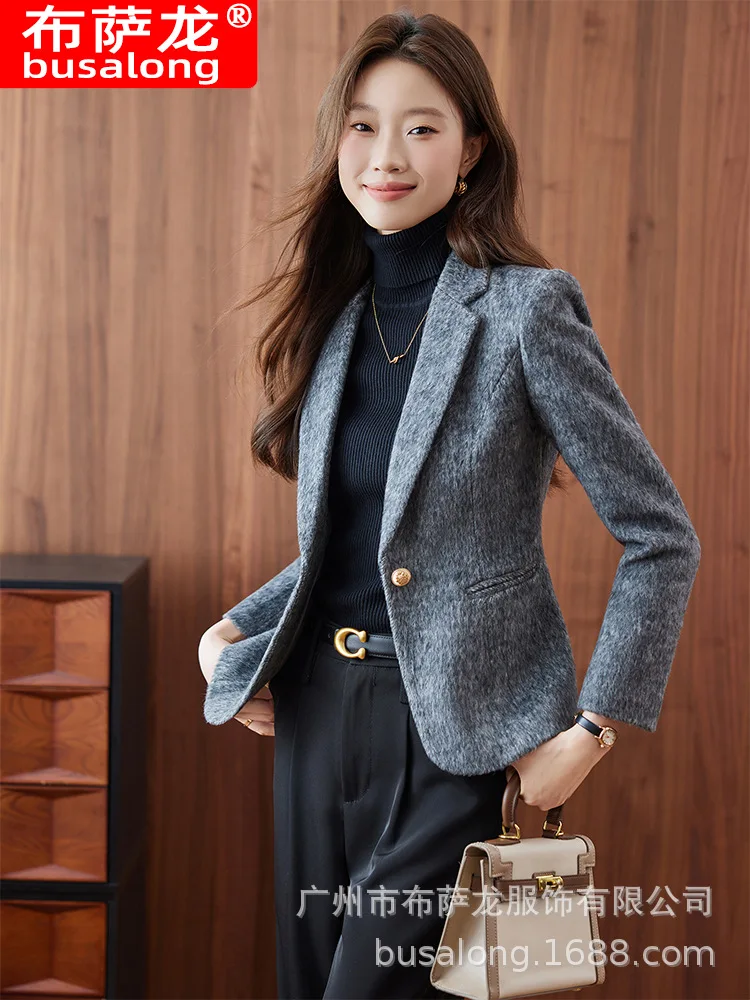 2025new elegante moda terno casual feminino manga longa blazer profissional formal jaqueta única workwear8660