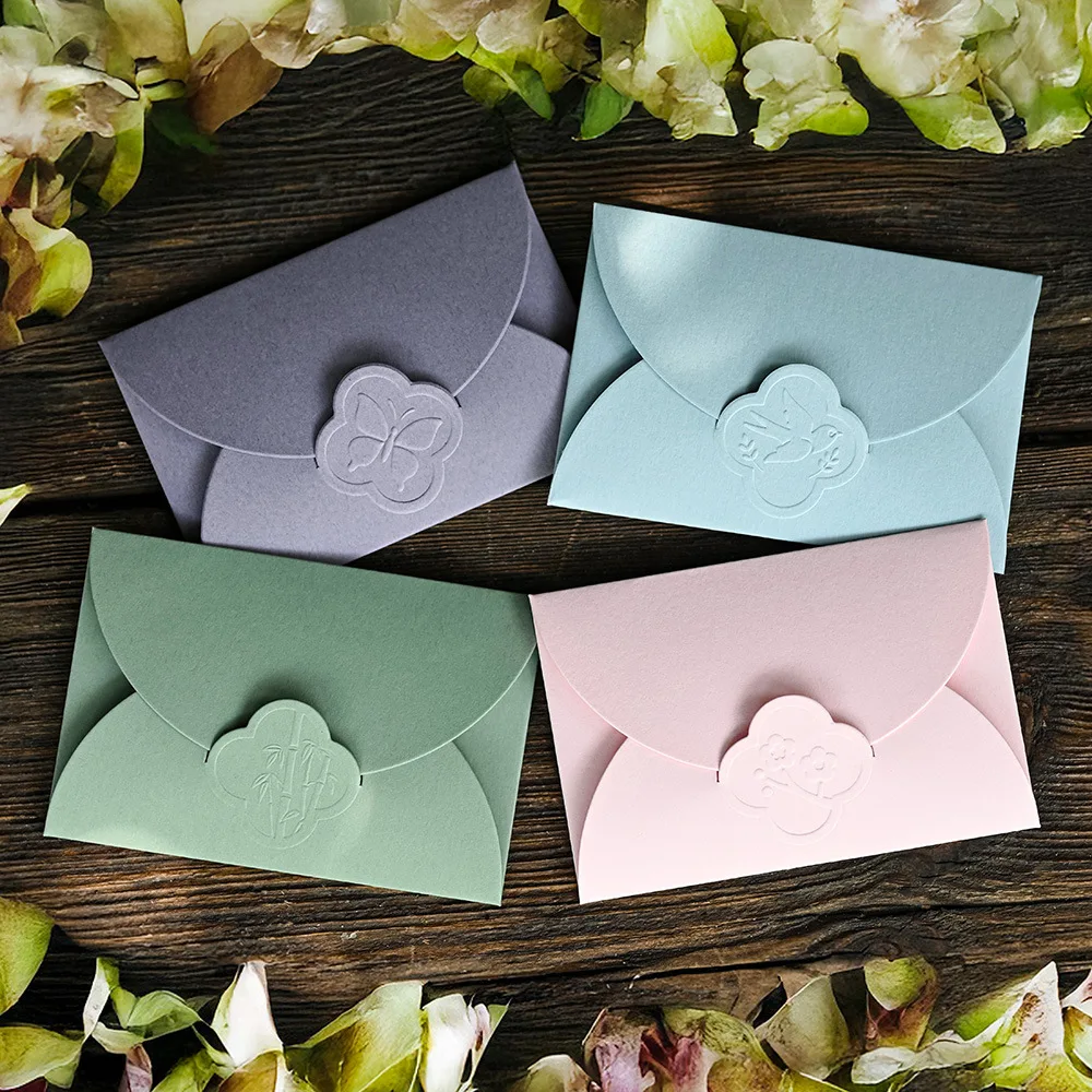 

(10 Pieces/Lot) Elegant Chinese Style Mini Envelope Card Holder High-End Ancient Artistic Retro Colored Thickened Envelope