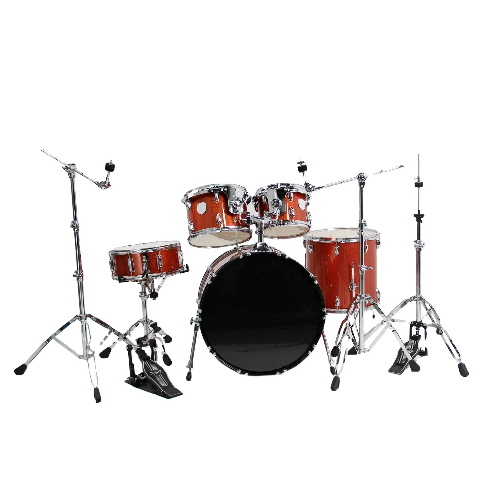 Professional Complete Adult Drum Set Without Cymbals Black Transparent Drumheads Optional