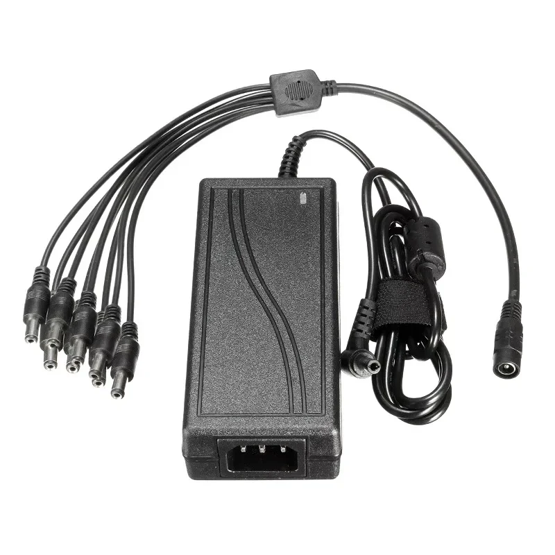 DC Charger Adapter 12V 5A CCTV EU US Plug Power Supply + 8 Way Power Splitter Cable for for Monitor CCTV CCD Security Camera