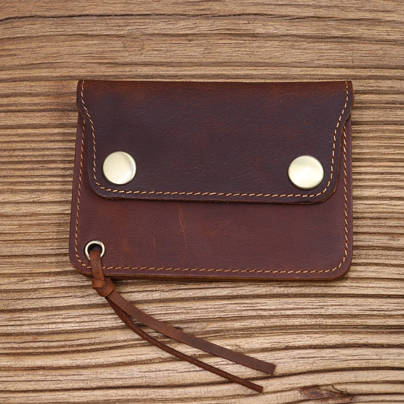 100% echtes Leder Brieftasche Für Männer Männlich Marke Vintage Handgemachte Kurze Kleine männer Geldbörse Karte Halter Mit Zipper Münzfach tasche – Detail 5