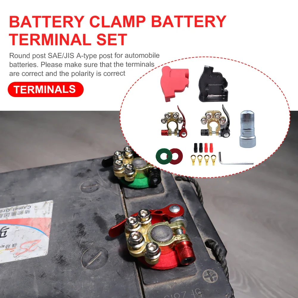 1 Set Car Battery Terminals Wire Cable Clamp Terminal Connectors Positive Negative Quick Release Connector for Caravan Auto