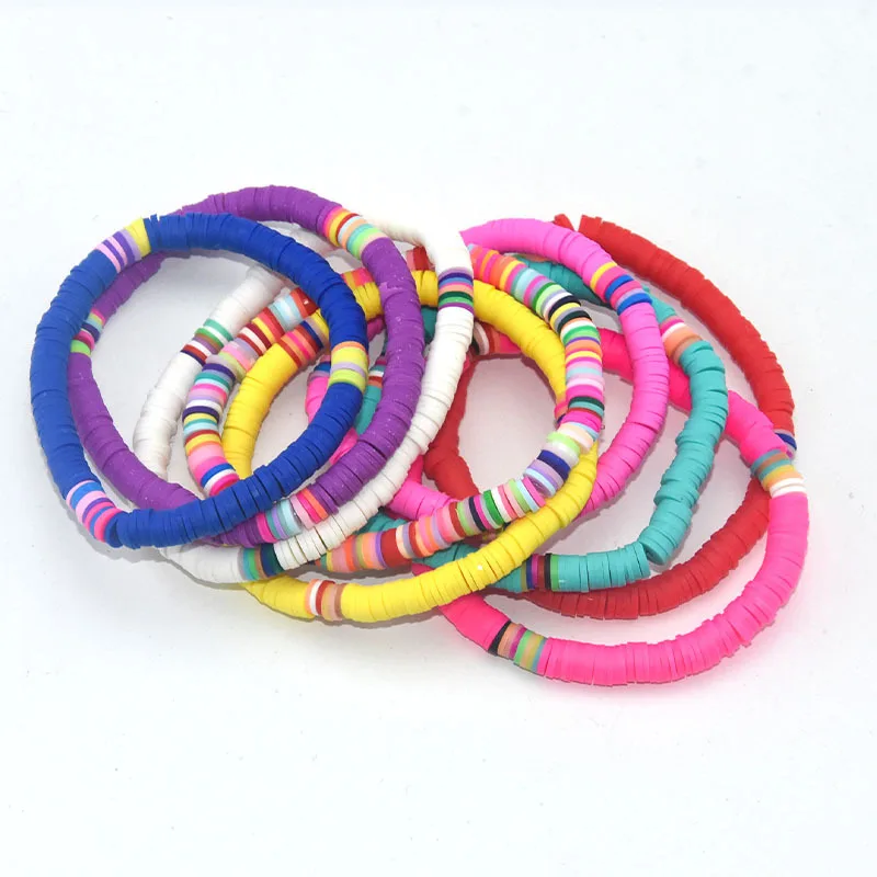 Ethnic Bohemian Multicolor Bracelet Set for Women Fashion Pearl Lettle Ceramic Soft Colorful Beach bracelet Couples Boho Jewelry