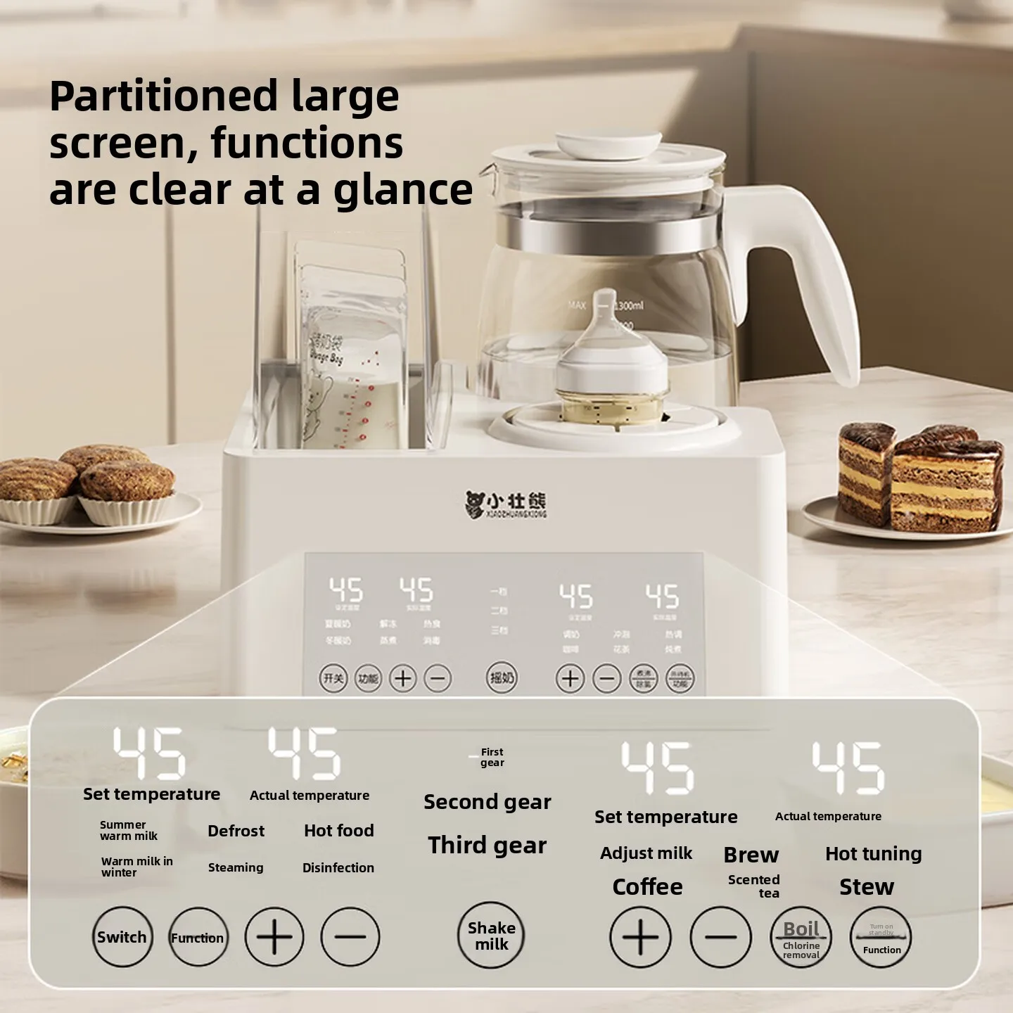3 in 1 Baby Bottle Warmer Mixer Sterilizer Electric Milk Warming Unit Easy Clean Stable Non Slip Base for Home Nursery 젖병 워머