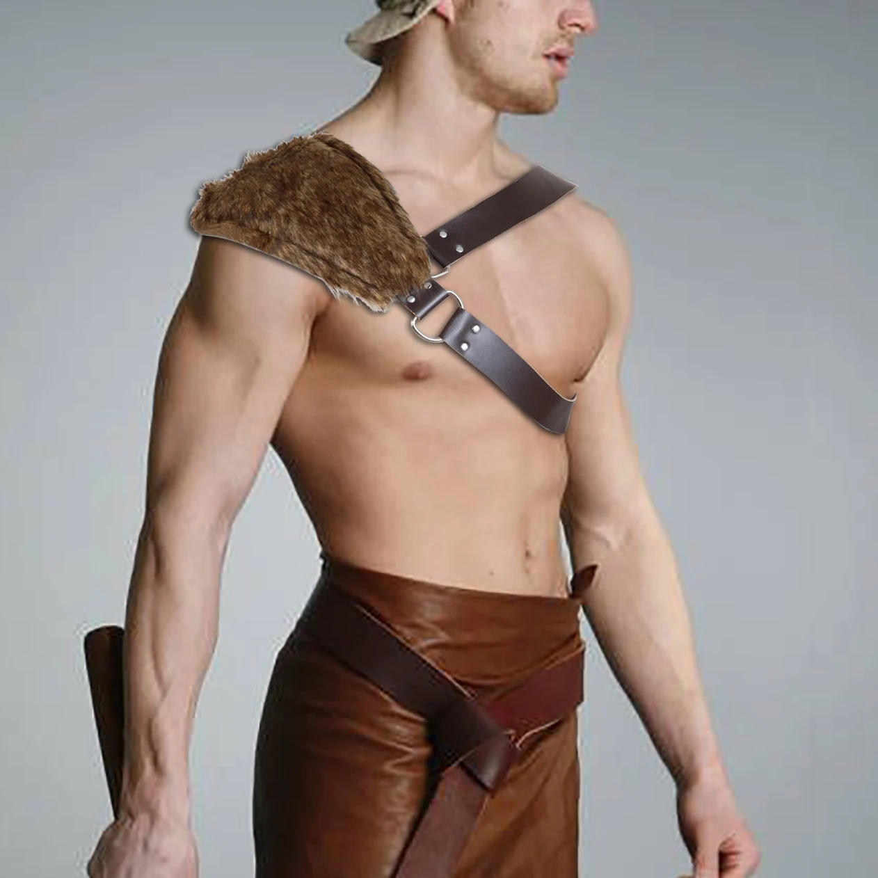

Medieval Knight Role Play Fantasy Double Wide Faux Leather Belt Bag Viking Renaissance Shoulder Armor Pirate Costume Accessories