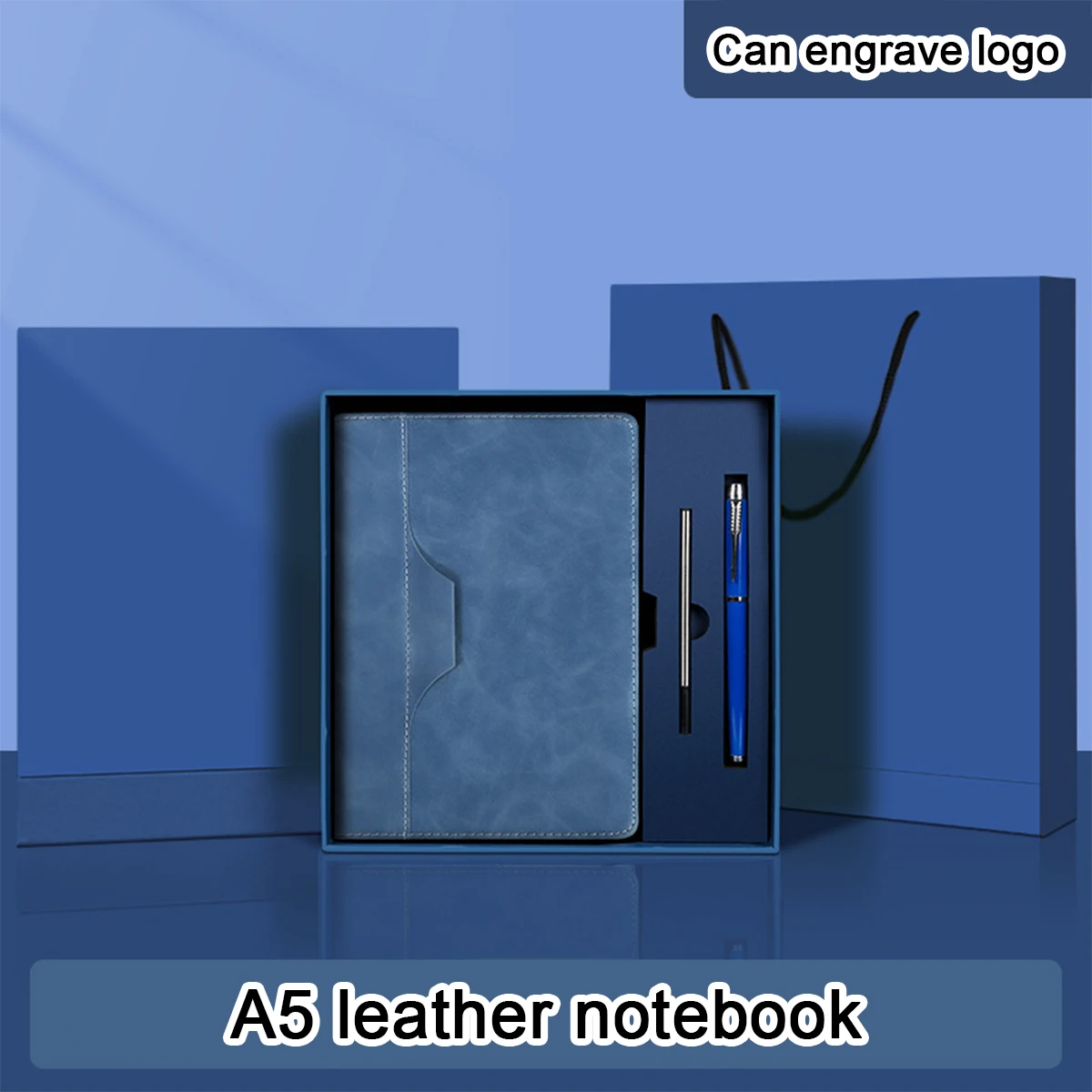 (Can Engrave Logo) A5 Leather Student Study Notebook, Diary, Business Notepad, Work Meeting Record Book, Travel Log, Excerpt