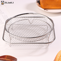 1Pc Air Fryer Rack Stackable Grilling Rack Stainless Steel Grill Basket Non-Stick Airfryer Tray Wire Rack Basket Kitchen Gadgets