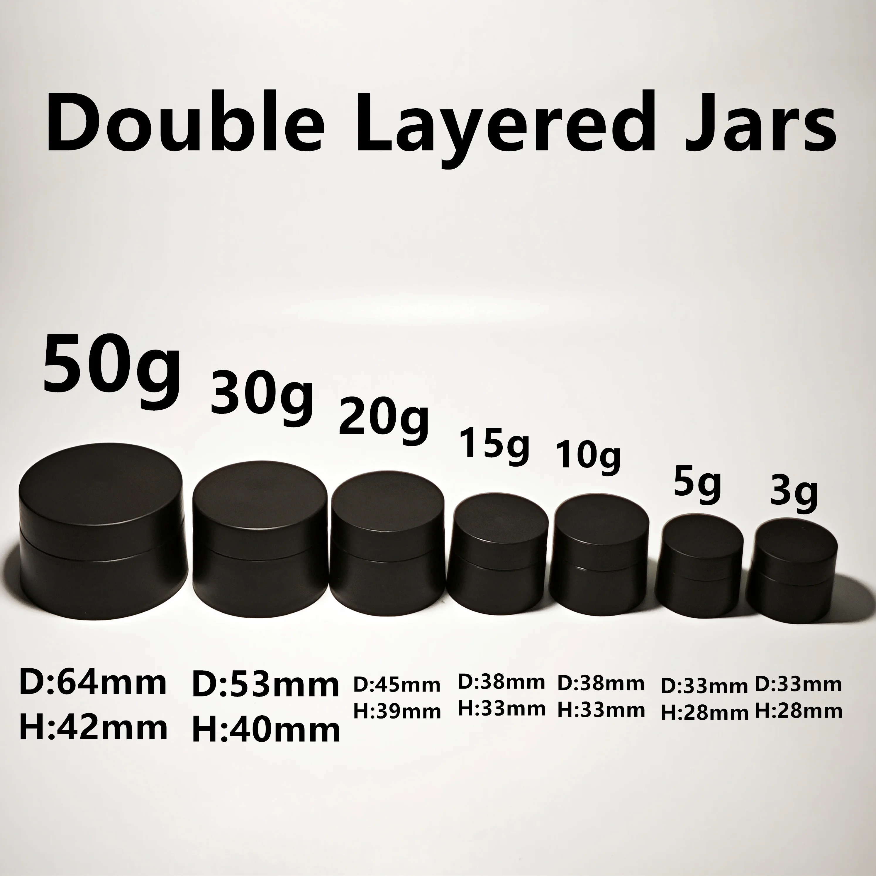 3g Double Layer Thickening Jar Black Plastic Empty Makeup Jar Pot Travel Face Cream Lotion Cosmetic Container Refillable Bottles