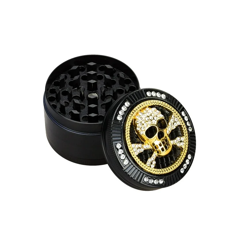 

Skull Diamond 4-Layer Vanilla Grinding Machine Vanilla Metal Black 52mm Zinc Alloy Vanilla Smoke Crusher Cigarette Accessories