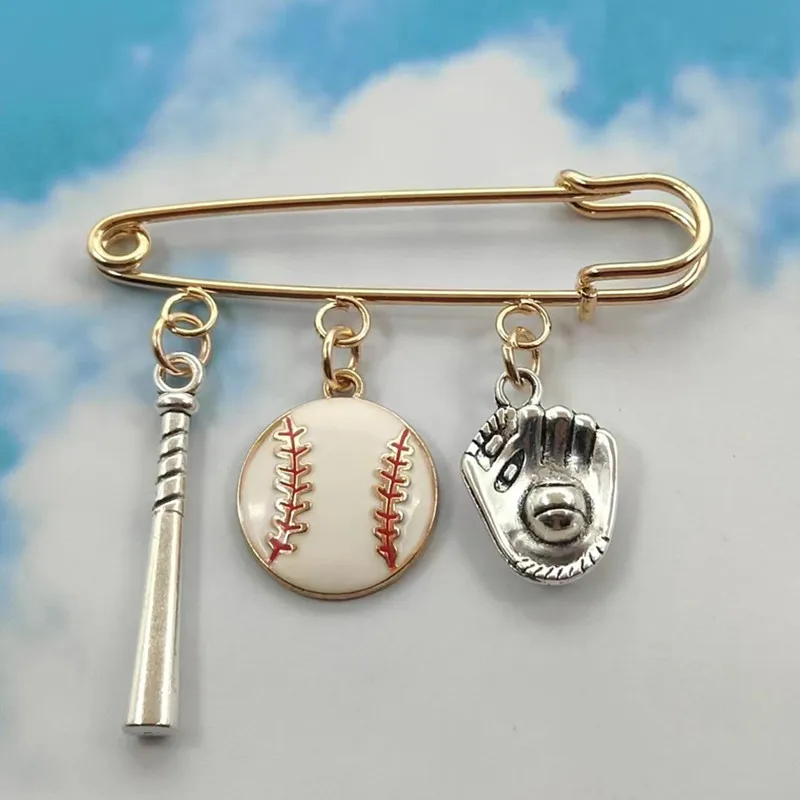 Lovely enamel sports brooch I like baseball Baseball glove pin men's souvenir boy DIY handmade jewelry