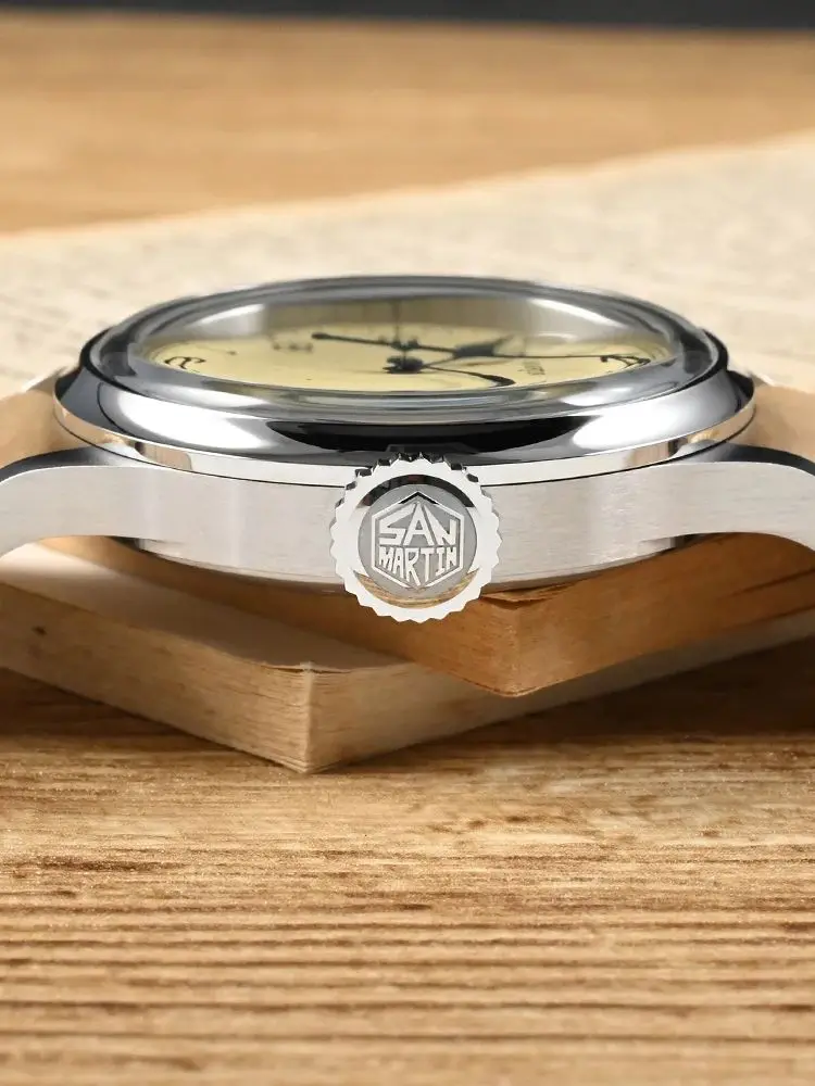 San Martin 38,5 мм веснушки часы для мужчин механические наручные часы NH35 военные автоматические часы с автоподзаводом водонепроницаемые 10 бар SN0105