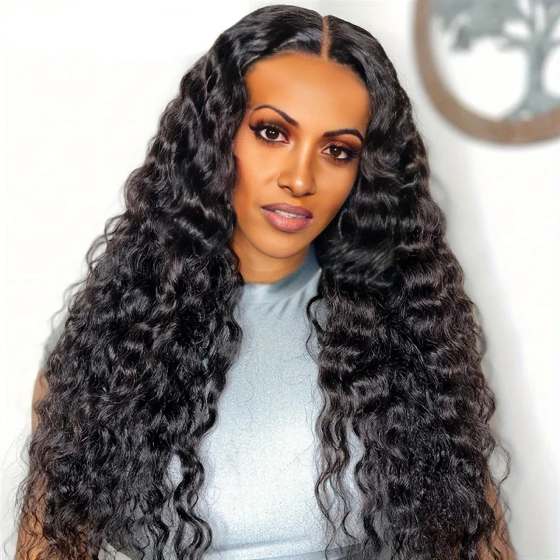 

Синтетический длинный кудрявый парик для женщин, с африканской средней проборной частью и мелкими кудрями, с фронтальным кружевом, для электронной коммерции