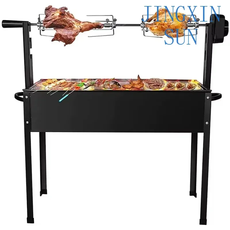 High quality Stainless Steel barbeque Pig sheep Meat kebab Electric rotisserie Charcoal bbq grill