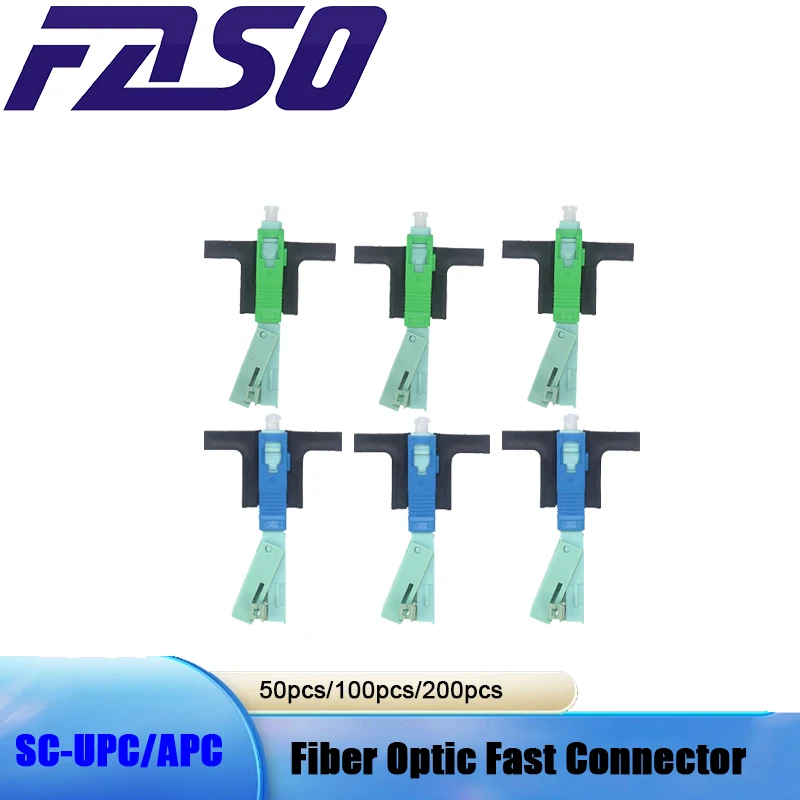 50/100/200/300PCS FTTH SC APC/SC UPC  Single Mode SC Fiber Optic Connector FTTH UPC Fiber Optic Fast Connector SC Fiber Assembly