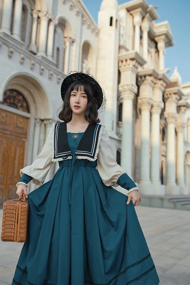 [Seine Riverside Op] Light Dress with Simple Embroidered Cla Style Long Skirt with Puji