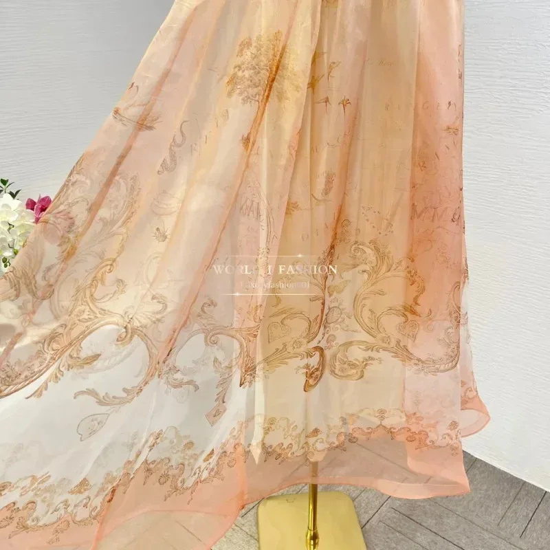 Jupe mi-longue imprimée carte Orange pour femme, nouveau Style décontracté, de haute qualité, automne 2025