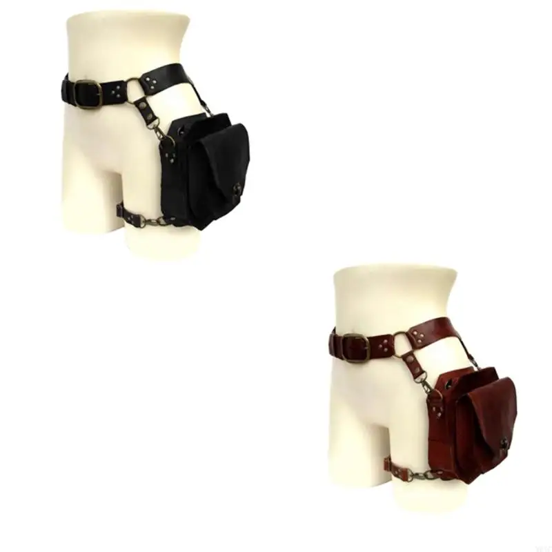 W0YC Medieval Waist Bag Leg Bag Climbing Cycling Thigh Bag Leather Fanny Bag