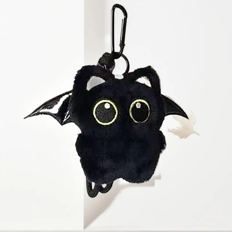 플러시 블랙 고양이 열쇠고리, 작은 부드러운 장난감 고양이 인형 펜던트, 가방 배낭 장식, 소년 소녀를 위한 사랑스러운 생일 선물