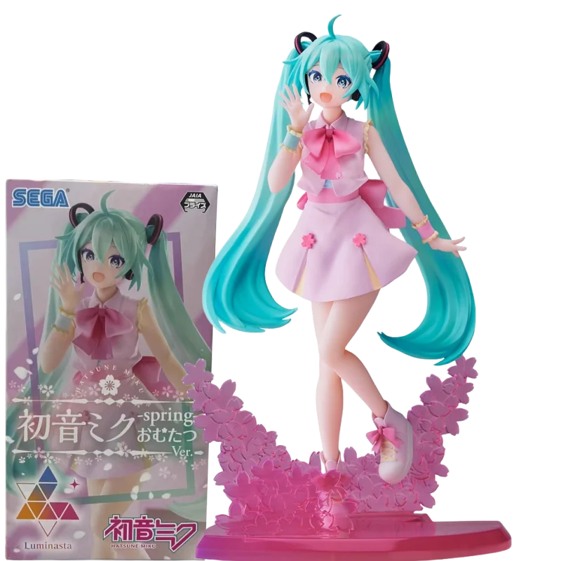 

Genuine Hatsune Miku Anime Figure Cherry Blossoms Omutatsu Pink Skirt Action Figure Toy for Kid Gift Collectible Model Ornaments