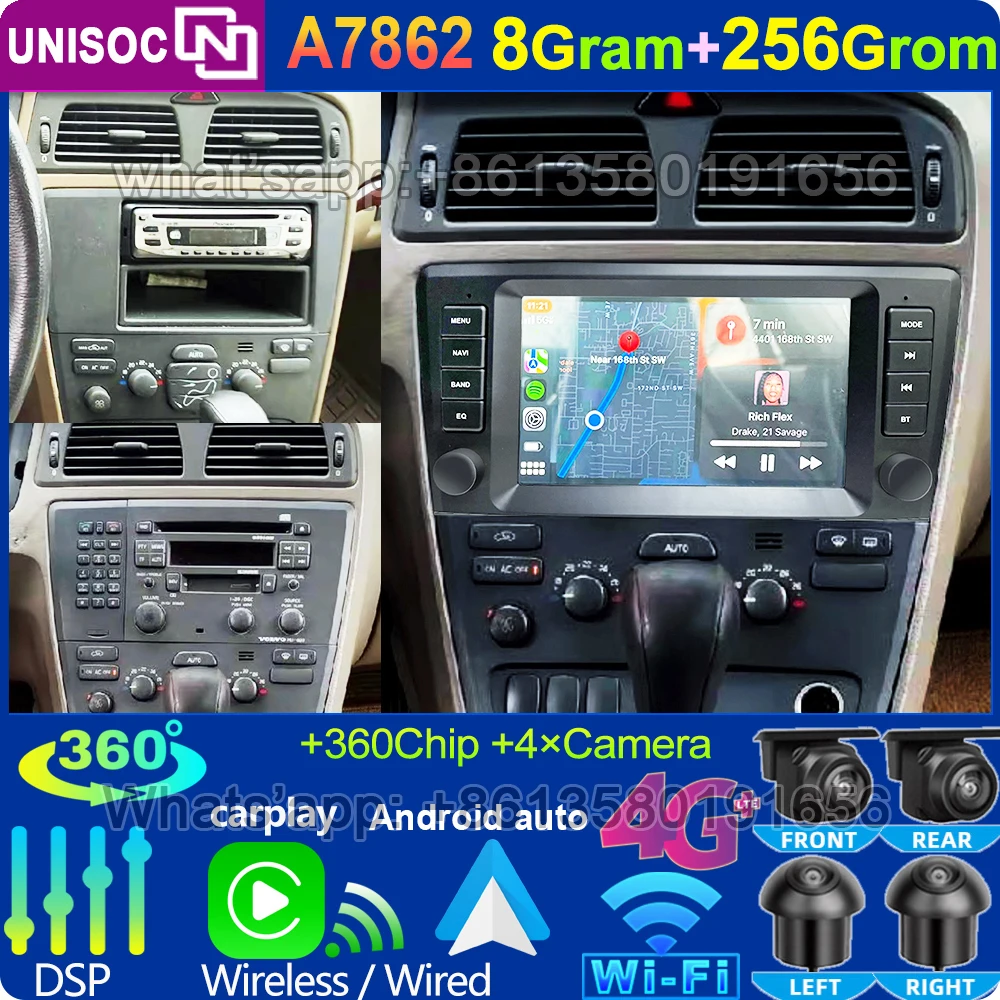 For VOLVO S60 V70 XC70 XC90 Carplay GPS Car Android Auto Player Multimedia 2000 2001 2002 2003 2004 Original Screen OEM Stereo