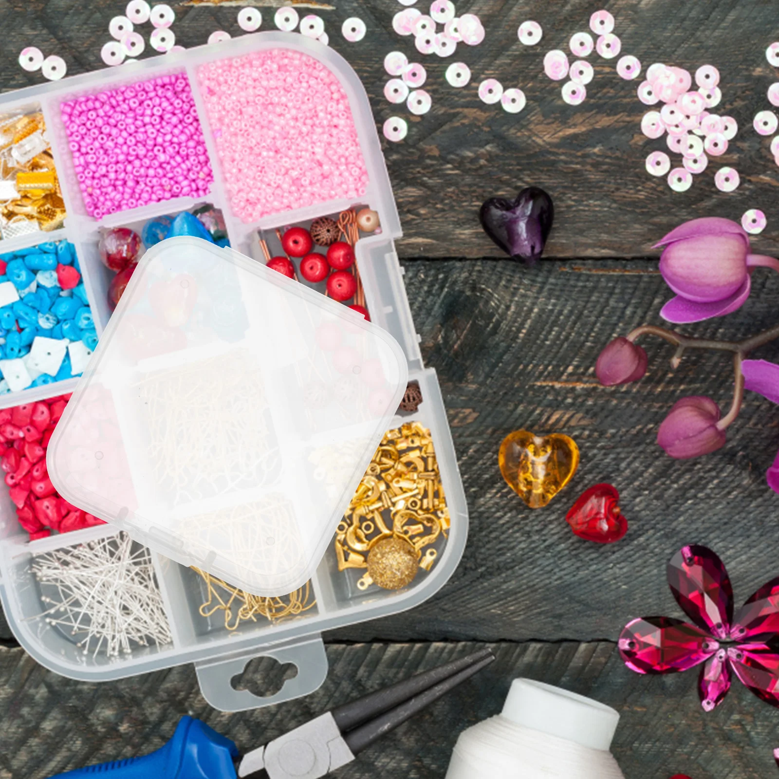 

Multi-Function Plastic Beads Organizer Box Multi-Grid Container For Jewelry Buttons Loose Beads Transparent Diy Craft