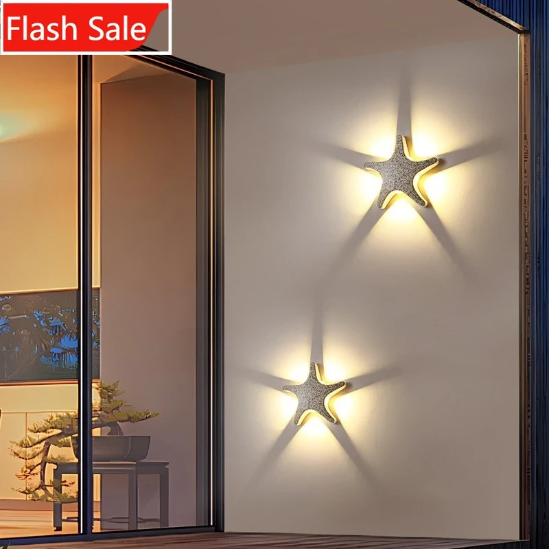 

ShinyYing Starfish Outdoor Wall Light, IP54 Waterproof Aluminum LED Sconce Garden Porch Balcony, AC85-265V 5W