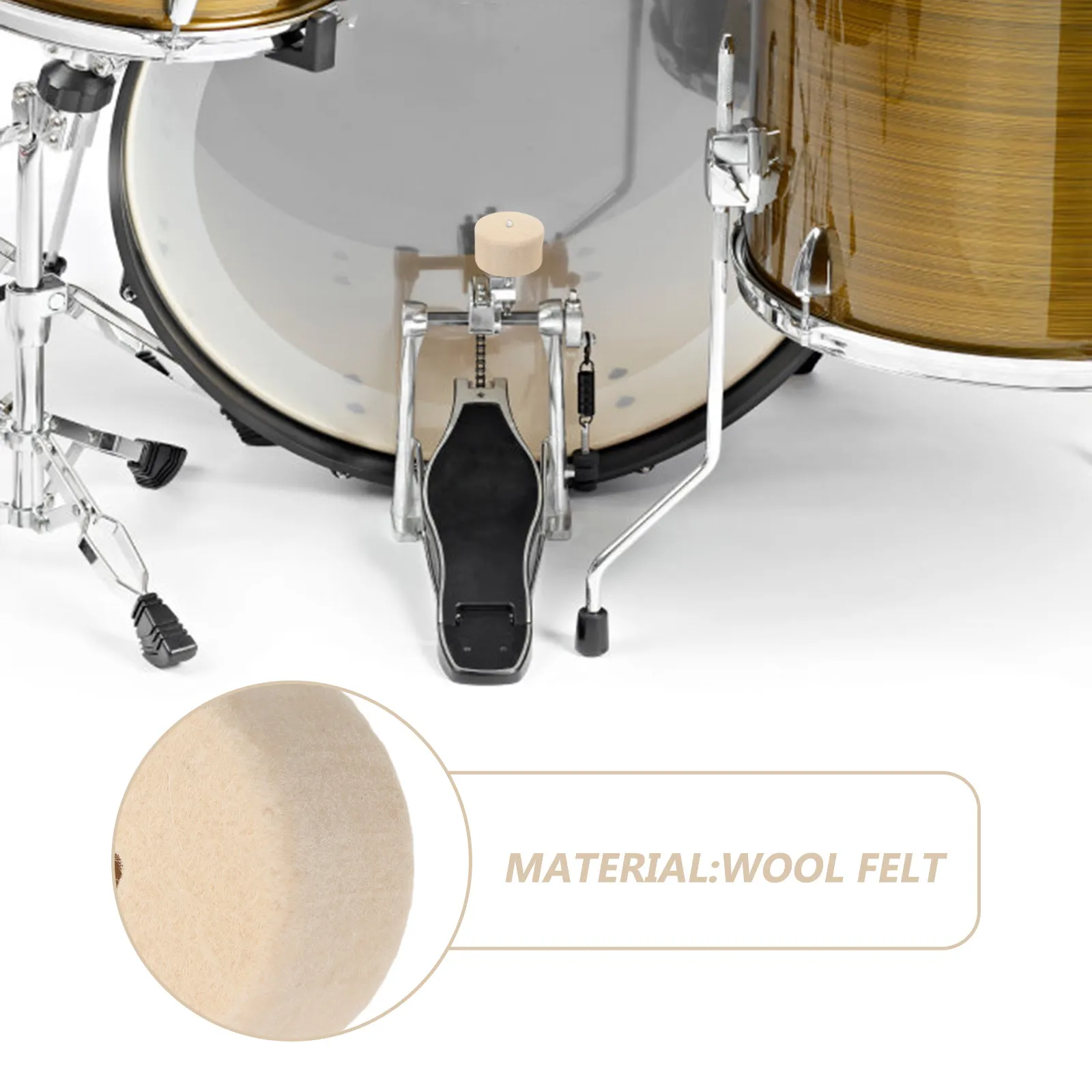 3Pcs Jazz Drum Pedal Beater Felt Pads High Density Wool Felt Bass Drum Pedal Hammer Head Cushion Percussion Instrument Accessory