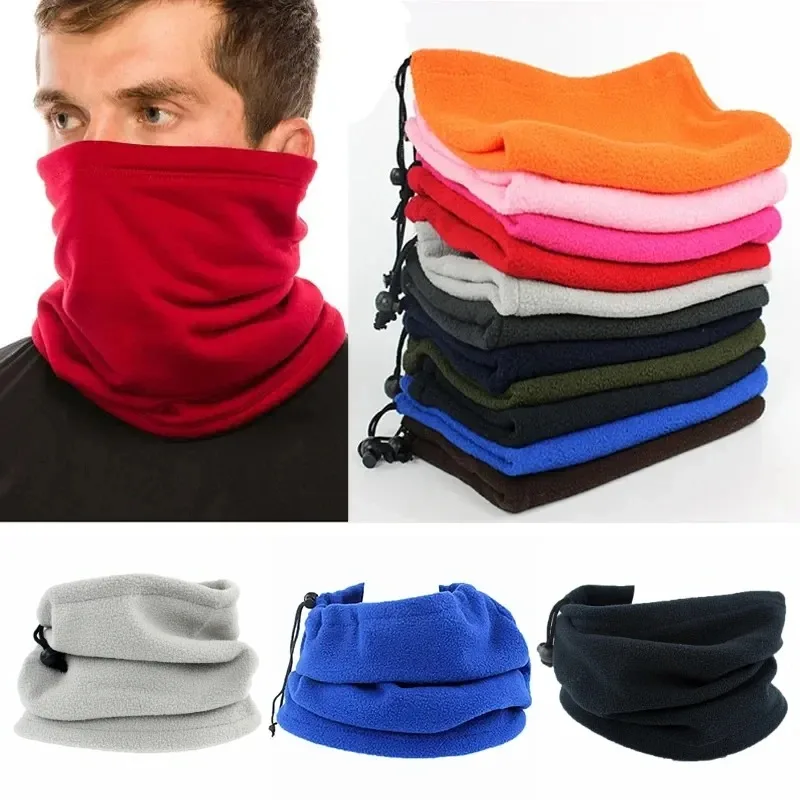 Nieuwe winter warme winddichte fleece sjaal heren dames effen kleur masker half gezicht cover fietsen ski sport kamperen wandelen halsdoek