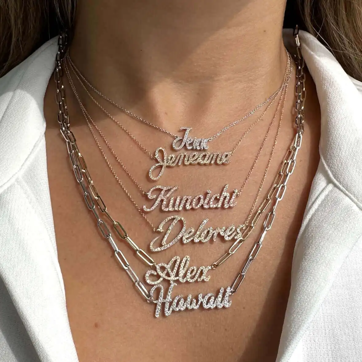 Custom Name Necklace 925 Sterling Silver Moissanite Pave Cursive Script Nameplate Pendant Jewelry Gift For Women
