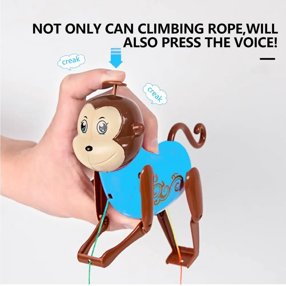 

Cartoon Pull-and-Climb Baby Monkey Toy Plastic Pink/Blue Rope Climbing Monkey Eco-friendly Material Mechanical Children's Day