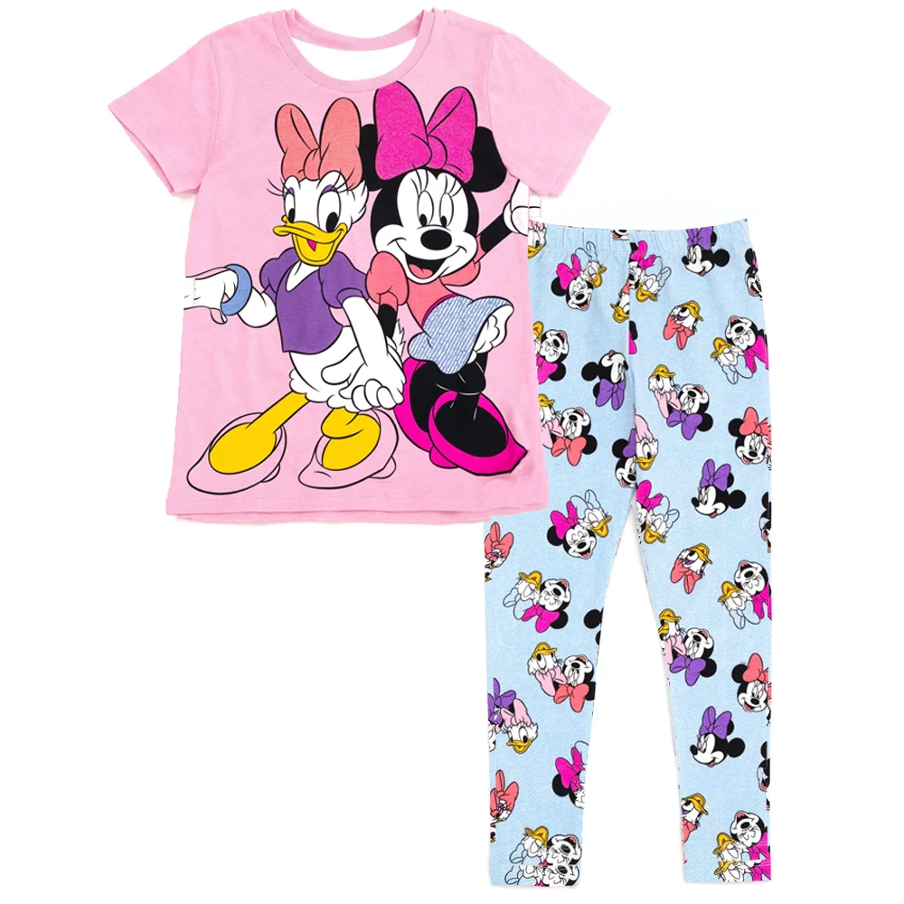 

Girls Minnie Mouse & Daisy Duck 2-Piece Pajama Set Pink Short-Sleeve T-Shirt Pyjama Trousers Soft Sleepwear Loungewear for Kids