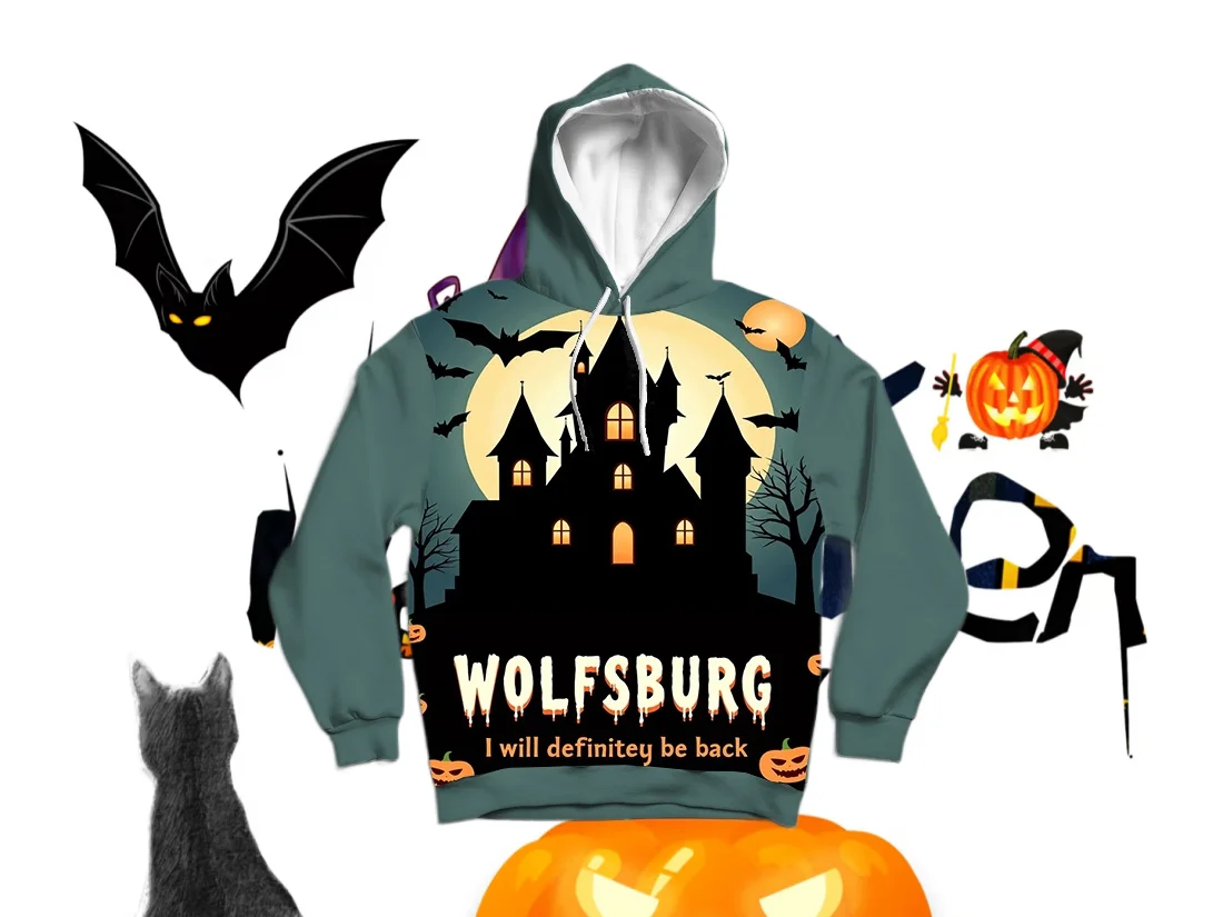 

25/26 Latest Autumn/Winter Halloween Elements 3D Printed Hoodie Large Adult Same Size Female Same Size Original Design Top