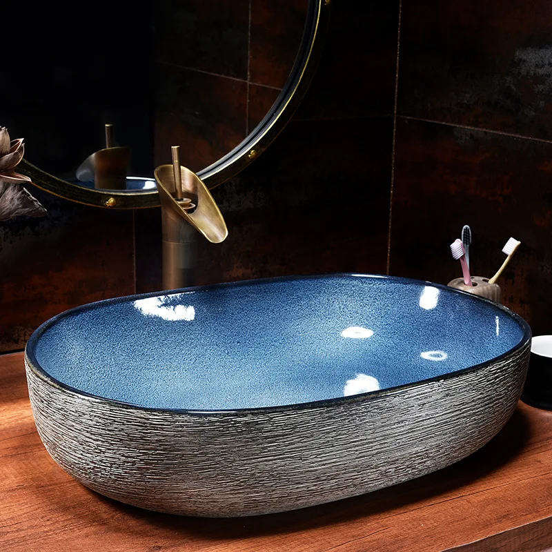 &y Modern Bathroom Outdoor Balcony Ceramic Countertop Single Hole Chrome Plated Round Wash Basin Sink for Hotel & Villa Use
