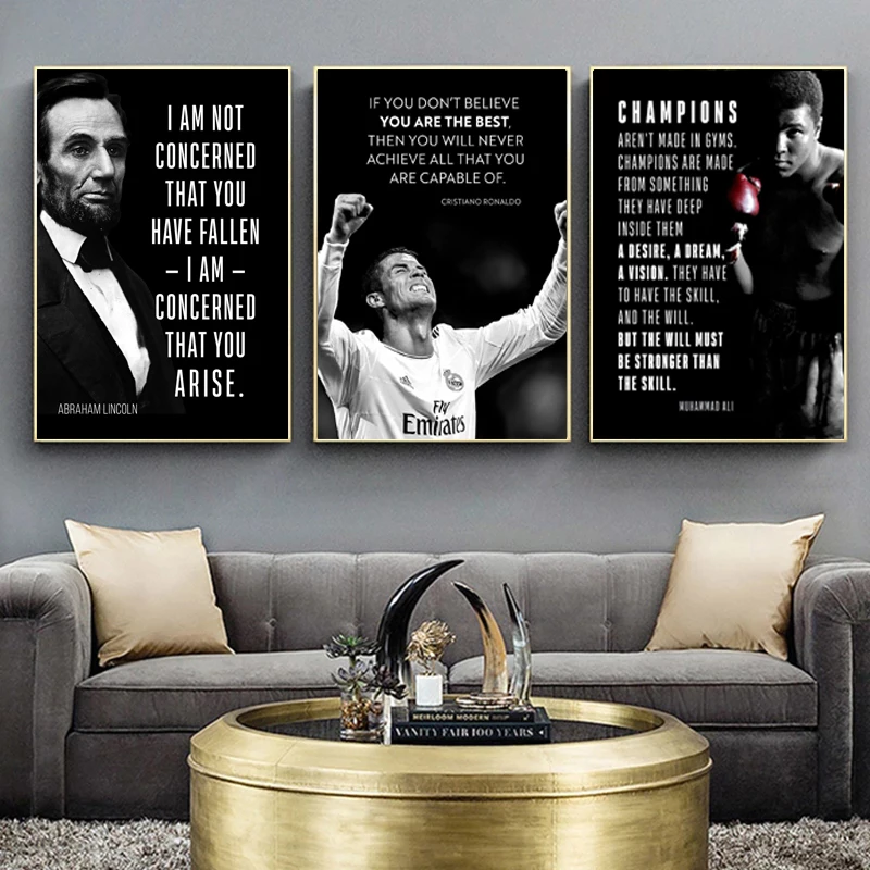 Abstract Celebrity Quotes Motivational Canvas Painting Inspirational Posters and Prints Wall Art Pictures for Living Room Decor