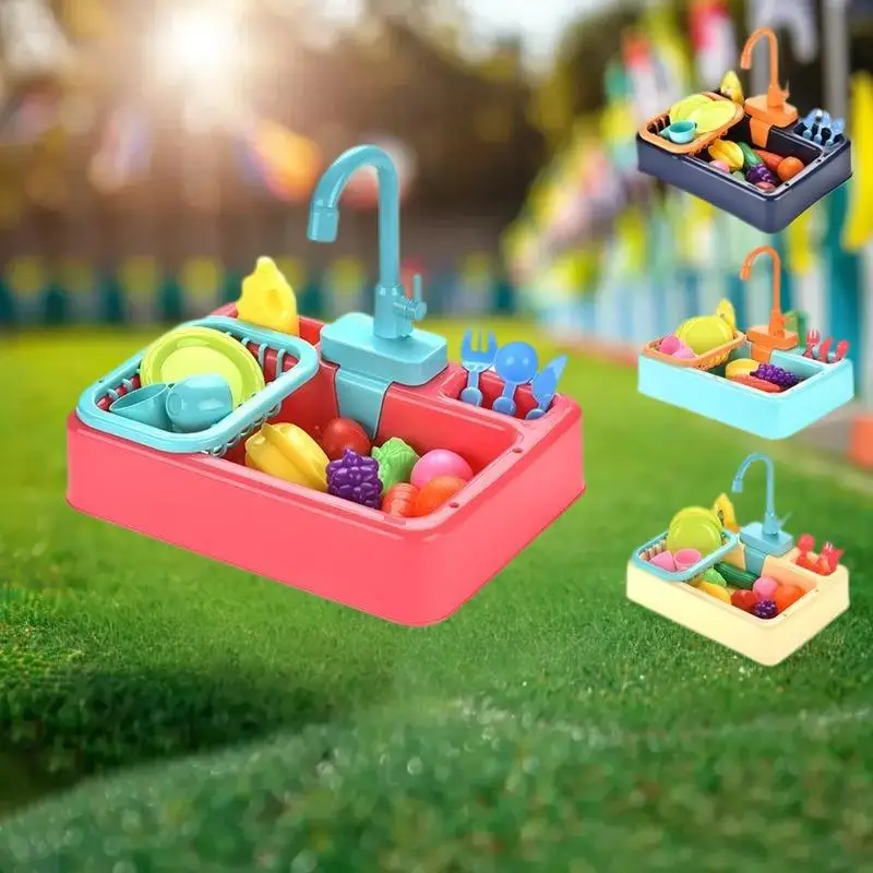 مجموعة ألعاب بلاستيكية تعليمية للعب الخيالي، حوض غسيل أطباق المطبخ للأطفال ألعاب التظاهر