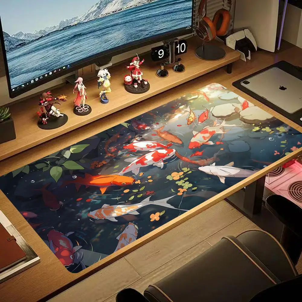 

Eye protection Cute Cartoon goldfish Mouse Pad Green Large Computer Keyboard Pad Natural Rubber Anti-Slip Pad Perfect gift