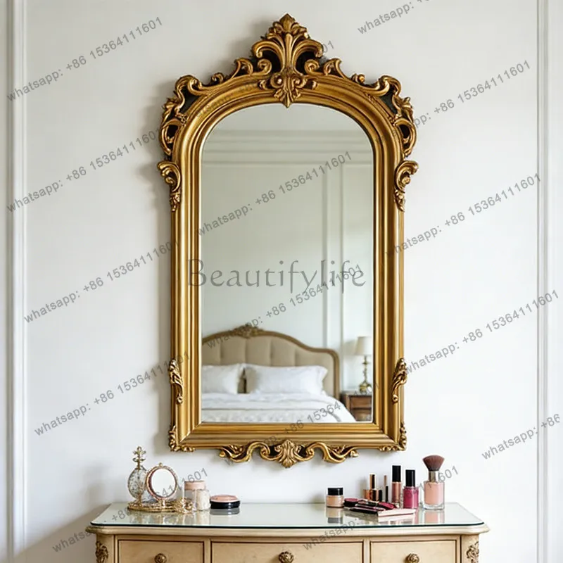 Carved bathroom mirror French luxury high-end makeup mirror