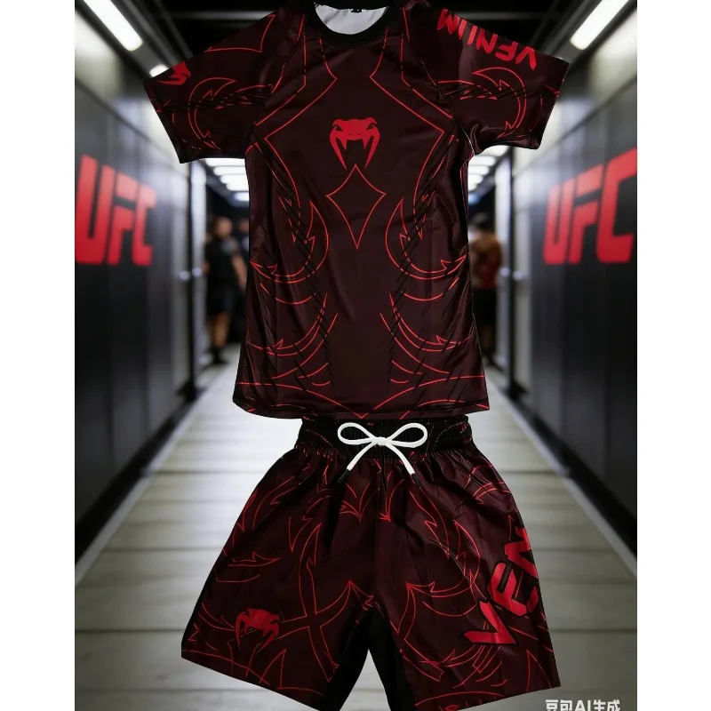 

2026 New UFC Fighting Night 2.0 Men's and Women's Outdoor Sports Set Sweat Absorbing and Breathable Boxing Training Clothing
