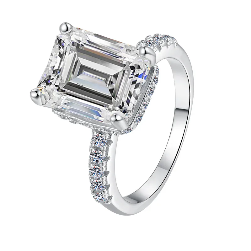 

Женское кольцо нестандартной формы из изумрудной огранки с муассанитом, 5/10 карат, с блестками, уникальный дизайн, платина PT950