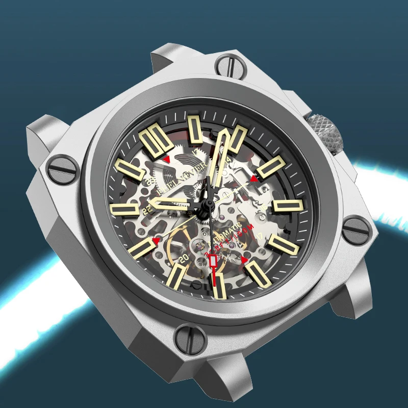 FeelNever, reloj mecánico de la mejor marca, relojes deportivos informales con banda de acero inoxidable y esqueleto, relojes automáticos para hombres, relojes luminosos impermeables