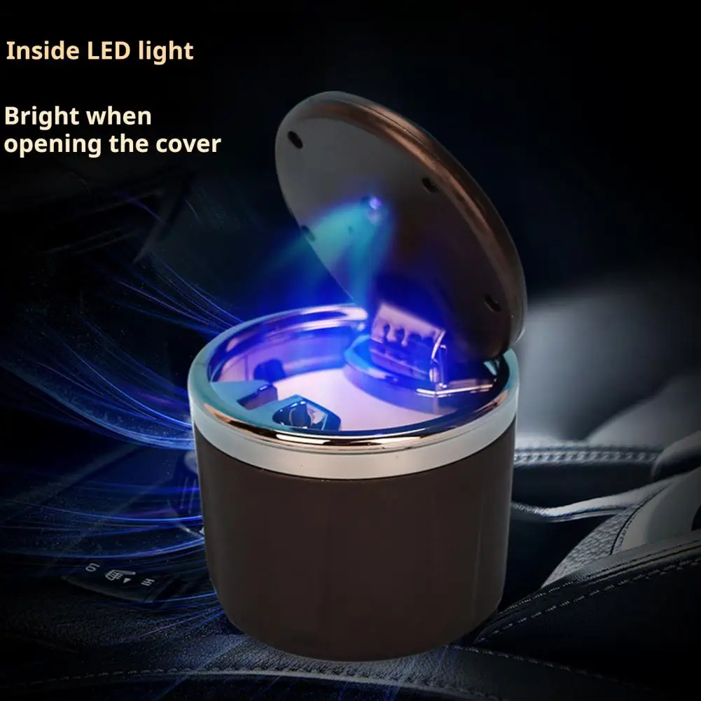 Car Ashtray with Lid Smell-Proof LED Light Auto Ashtray Flame-Retardant Portable Vehicle Ash Tray Car Interior Accessories