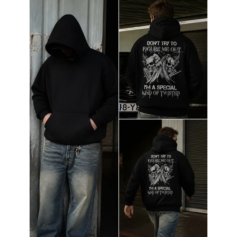 This year's new styleDark-style unisex model -Skull wing pattern  Comfortable to wear in spring and autumn，Fashionable hoodie