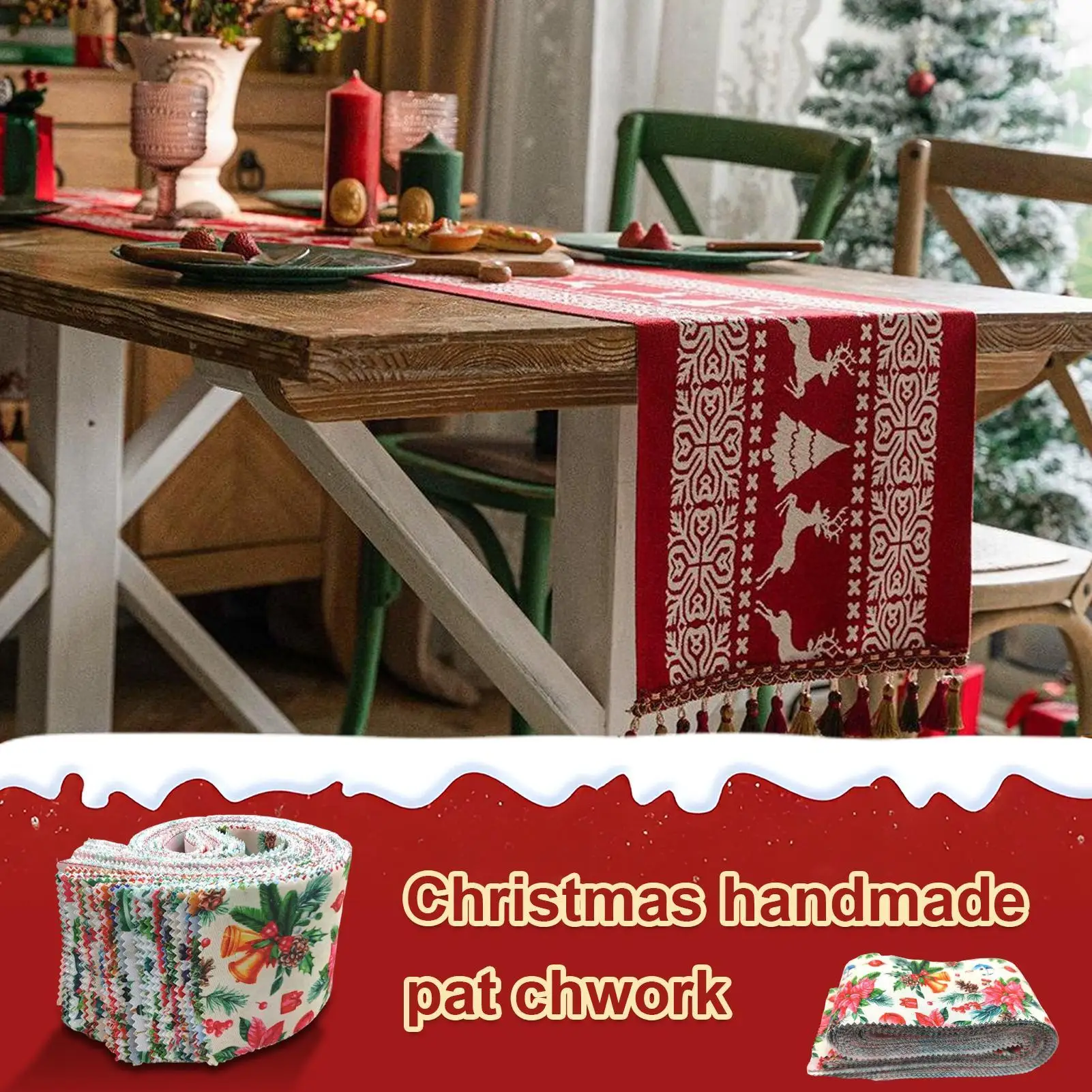 40 قطعة عيد الميلاد النسيج المربعات هلام لفة شرائط لخياطة اللحف الحرف DIY بها بنفسك التطريز عطلة ديكور حفلات صياغة لوازم