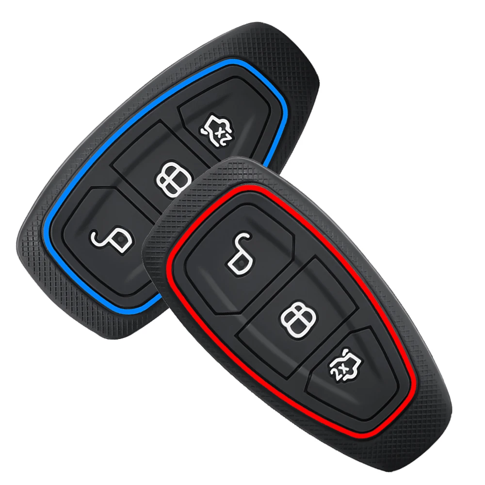 Car Key Pack for Ford ST Line Fiesta Focus Mondeo Ecosport Kuga Puma Edge Escape Metallic Silicone Car Key Fob Case Accessories