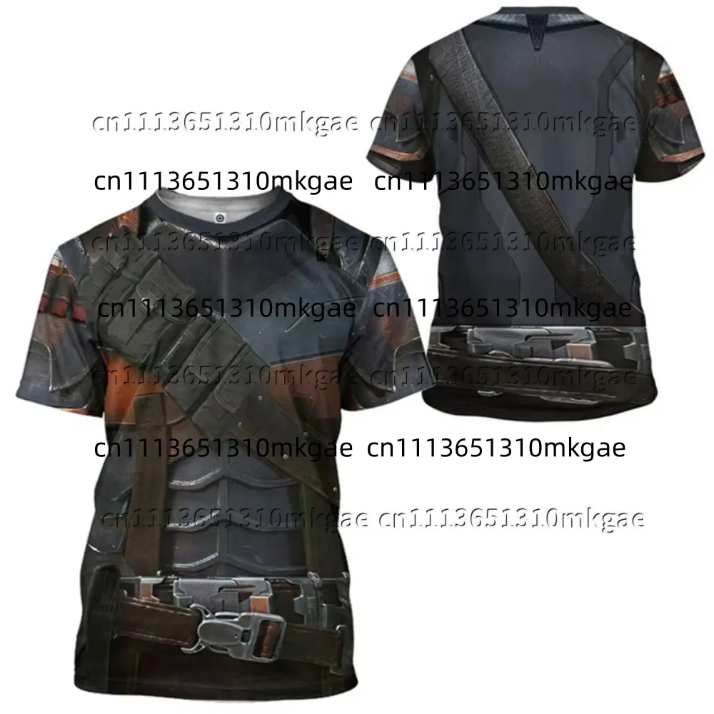 Halloween-T-Shirt mit schwarz-weißem Nadelstreifenmuster, das einen Anzug imitiert, Unisex, 3D-Druck, kurzärmelig, Cosplay-Kostüm, Rundhalsausschnitt, Oberteil für Kinder. – Detail 7